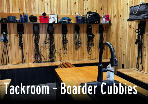 Boarder cubbies and bridle hooks at Epic Farm in Middlefield, CT